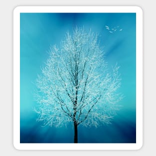 Winter Tree In Blue Sticker